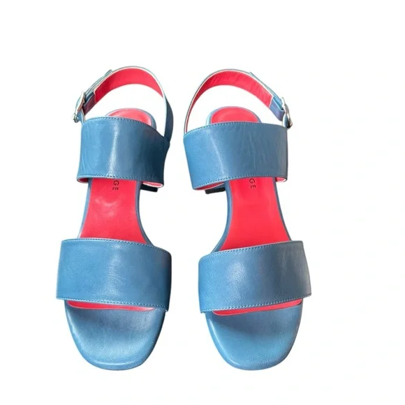 Pas de Rouge Blue and Pink Sandal Slingback Block Heels - Picture 6 of 10